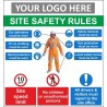 Site safety rules 1000x1000mm sign