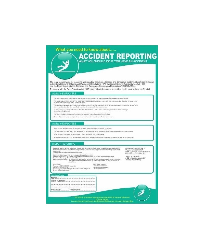 Accident reporting poster 420x595mm