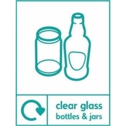 Clear glass bottles and jars Recycling Sign Clear glass bottles and jars Recycling Sign