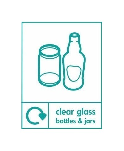 Clear glass bottles and jars Recycling Sign 