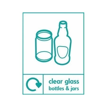 Clear glass bottles and jars Recycling Sign 