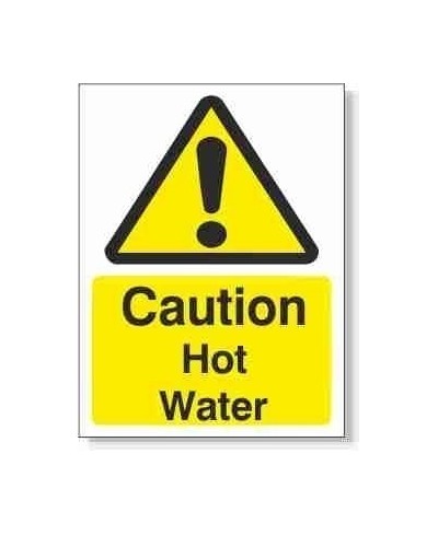 Caution Hot Water Sign - 150mm x 200mm