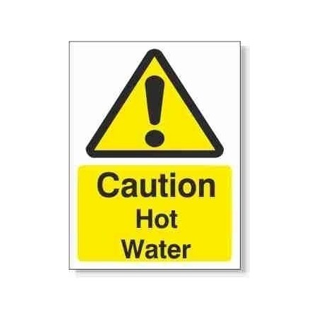 Caution Hot Water Sign - 150mm x 200mm