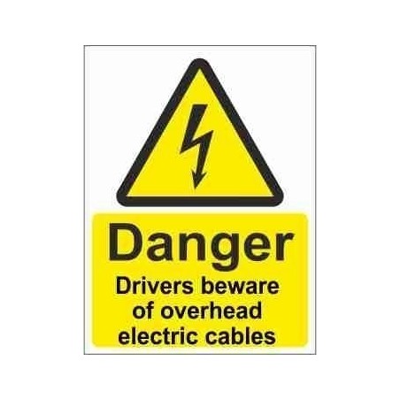 Drivers Beware Of Overhead Cables Warning Sign