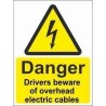 Drivers Beware Of Overhead Cables Warning Sign