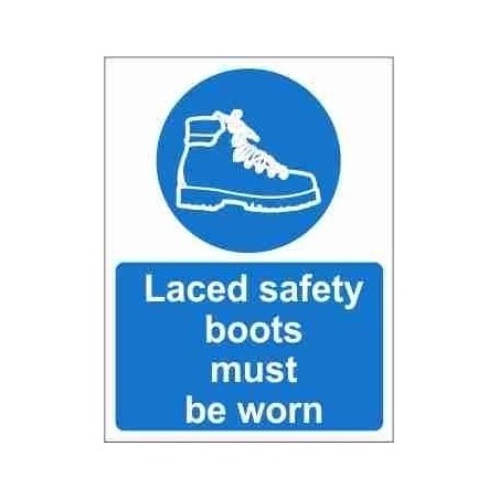 Laced Safety Boots Must Be Worn Mandatory Sign