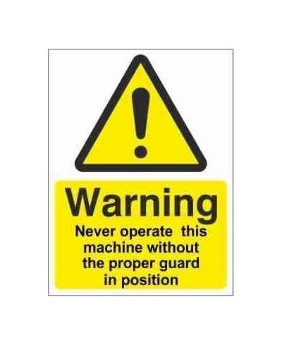 Never Operate This Machine Without The Proper Guard In Position Warning Sign