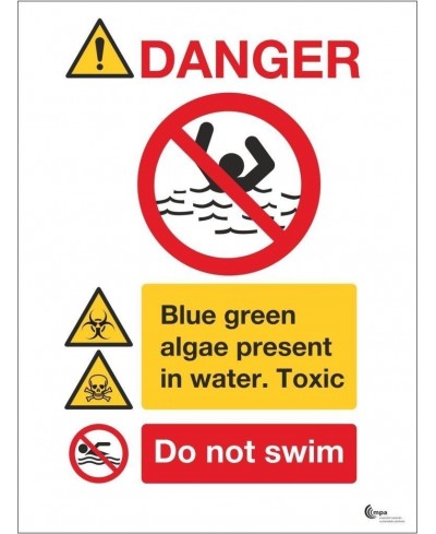 Danger Blue Green Algae Present In Water Sign - Do Not Swim
