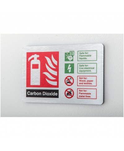 Carbon Dioxide Fire Identification Brushed Aluminium Sign