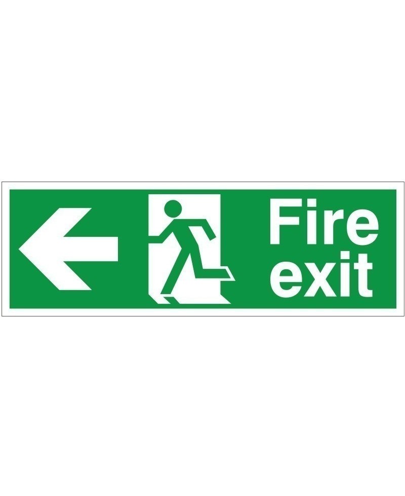 Extra Large Fire Exit Arrow Left Sign 900mm x 300mm - 3mm Foamex