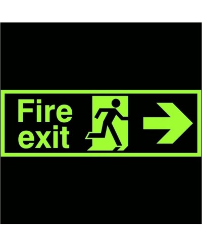 Extra Large Glow in the Dark Fire Exit Right Sign 900mm x 300mm