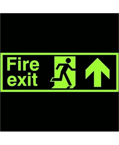 Extra Large Glow in the Dark Fire Exit Up Sign 900mm x 300mm