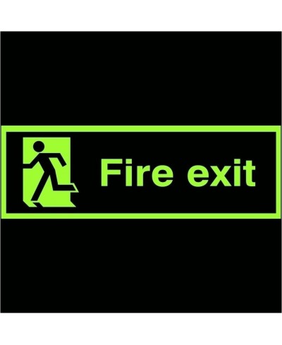 Extra Large Glow in the Dark Fire Exit Running Man Left Sign 900mm x 300mm