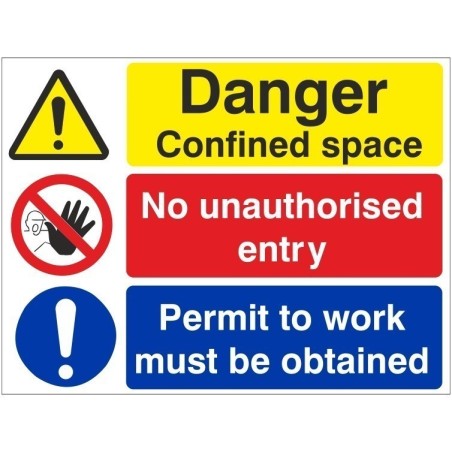 Danger Confined Space No Unauthorised Entry Permit To Work Must Be ...