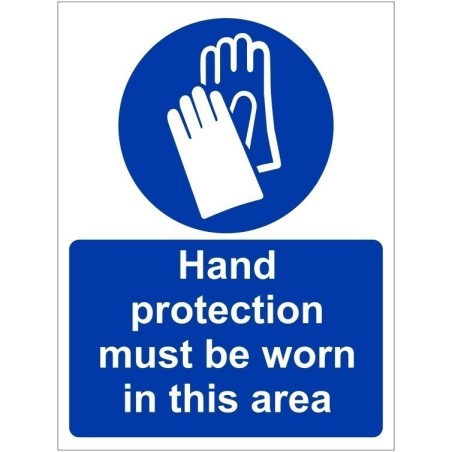 Hand Protection Must Be Worn In This Area Sign