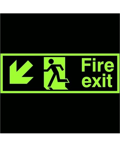 Photoluminescent Fire Exit Arrow Down Left Sign