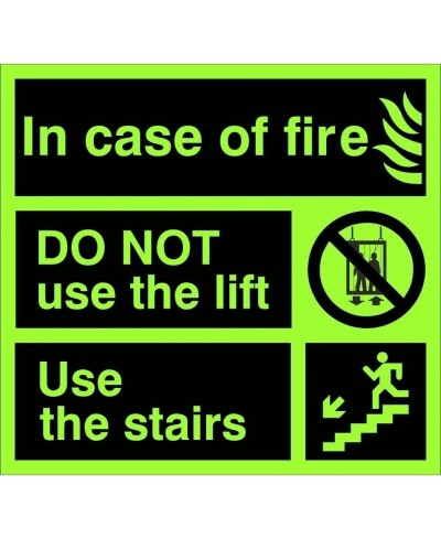 Glow In The Dark Incase Of Fire Do Not Use The Lift Fire Action Notice Sign