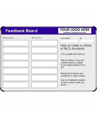 Feedback Board With or Without Your Logo 900mm x 600mm - Magnetic Dry Wipe Board