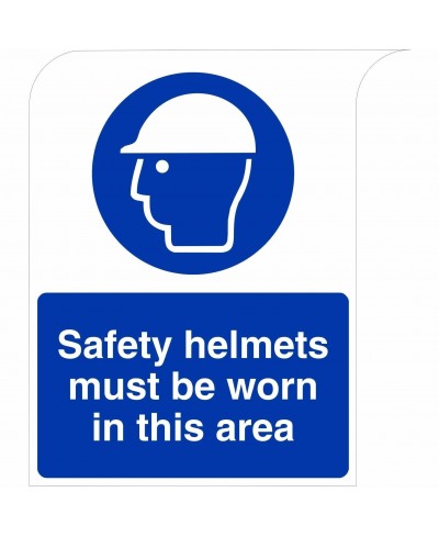 Safety Helmets Must Be Warn In This Area Curve Top Sign  300mm x 400mm