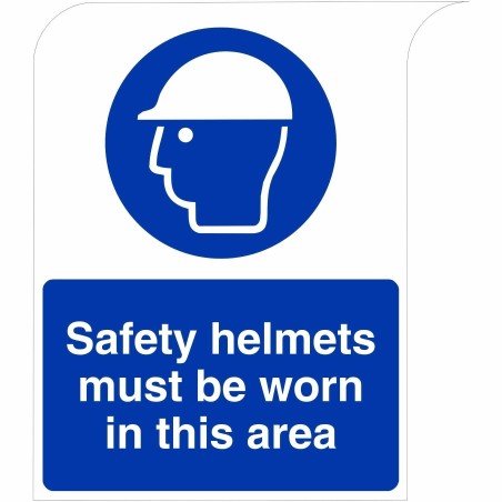 Safety Helmets Must Be Warn In This Area Curve Top Sign