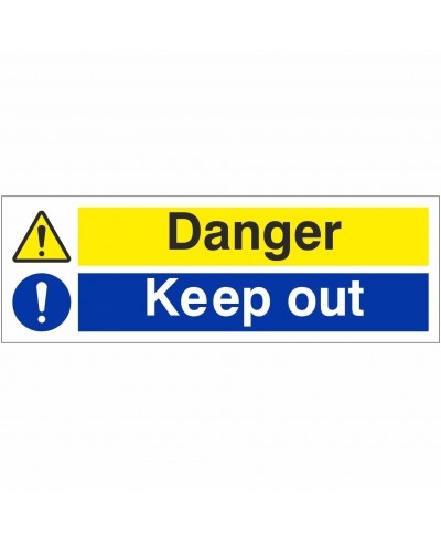 Danger Keep Out Sign 600mm  x 200mm - Rigid Plastic