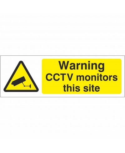 Warning CCTV Monitors This Site Sign 600mm x 200mm - 1mm Rigid Plastic