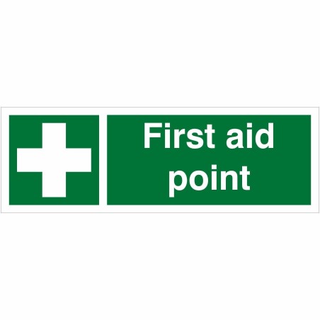 First Aid Point Sign 600mm x 200mm - 1mm Rigid Plastic