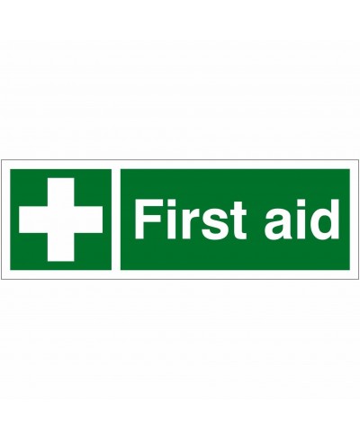 First Aid Sign 600mm x 200mm - 1mm Rigid Plastic
