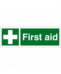 First Aid Sign 600mm x 200mm - 1mm Rigid Plastic