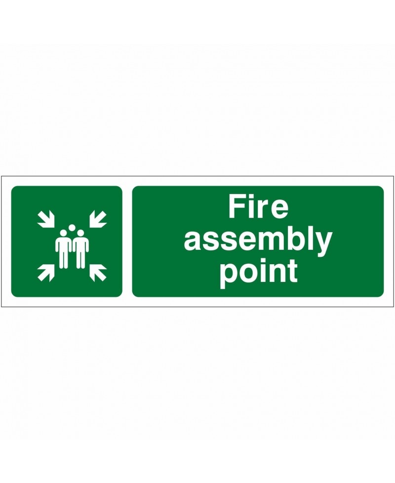 Fire Assembly Point Sign 600mm x 200mm - 1mm Rigid Plastic