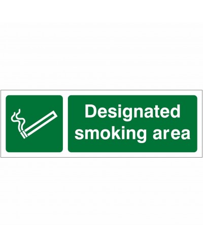 Designated Smoking Area Sign 600mm x 200mm - 1mm Rigid Plastic