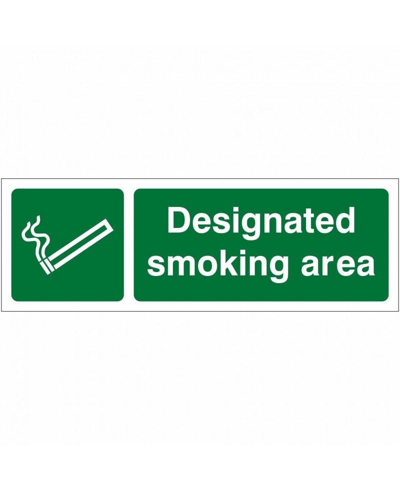 Designated Smoking Area Sign 600mm x 200mm - 1mm Rigid Plastic