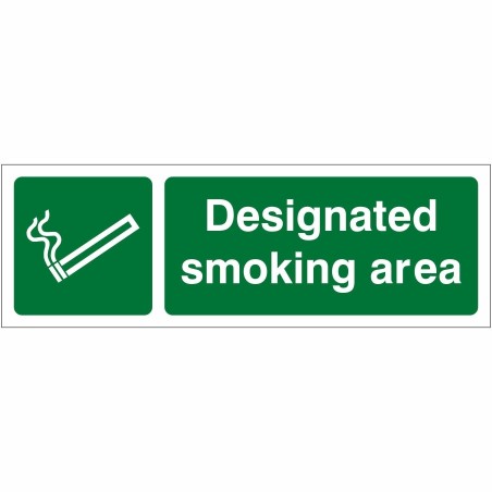 Designated Smoking Area Sign 600mm x 200mm - 1mm Rigid Plastic