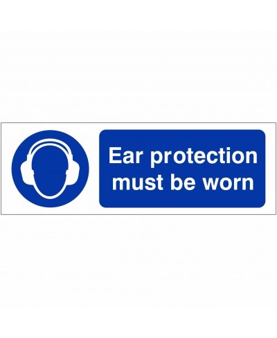 Ear Protection Must Be Worn Sign 600mm x 200mm - 1mm Rigid Plastic