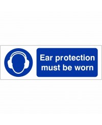 Ear Protection Must Be Worn Sign 600mm x 200mm - 1mm Rigid Plastic