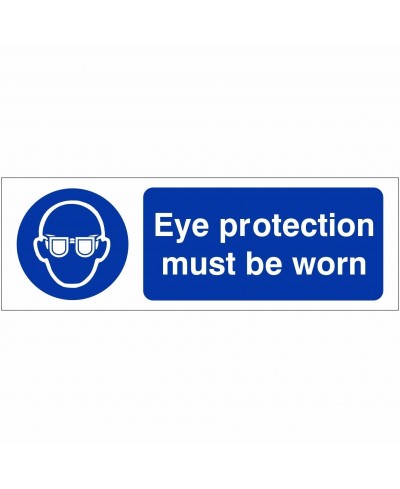 Eye Protection Must Be Worn Sign 600mm x 200mm - 1mm Rigid Plastic