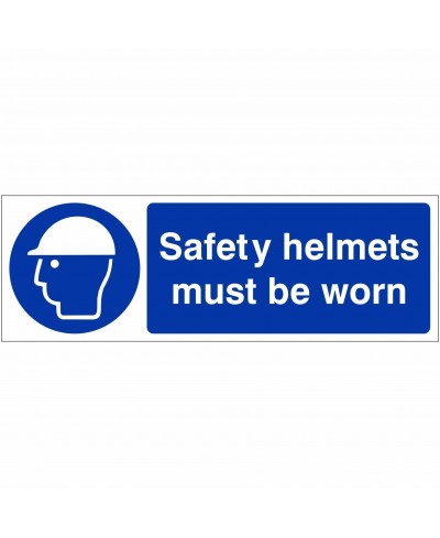 Safety Helmets Must Be Worn Sign 600mm x 200mm - 1mm Rigid Plastic