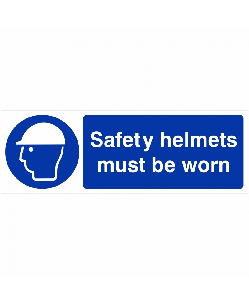 Safety Helmets Must Be Worn Sign 600mm x 200mm - 1mm Rigid Plastic