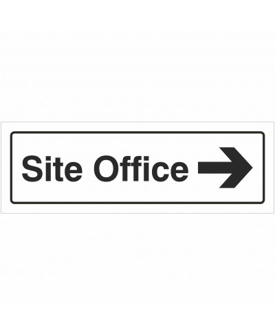 Site Office Arrow Right Sign 600mm x 200mm - 1mm Rigid Plastic