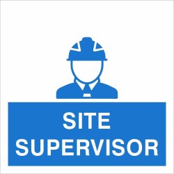 Site Supervisor Helmet Stickers (Pack of 10) Site Supervisor Helmet Sticker 55mm x 55mm - Self Adhesive Polyproptiene