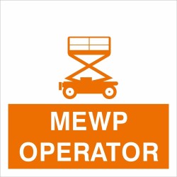 MEWP Operator Helmet Stickers (Pack of 10) MEWP Operator Helmet Sticker 55mm x 55mm - Self Adhesive Polyproptiene