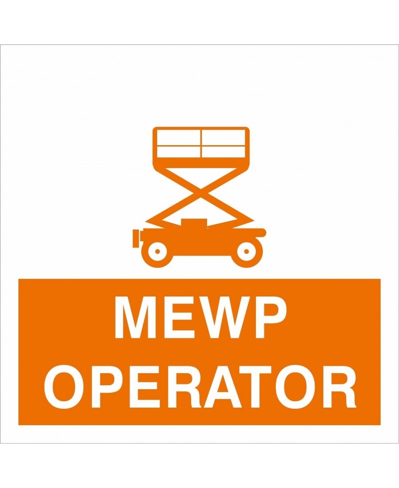MEWP Operator Helmet Sticker 55mm x 55mm - Self Adhesive Polyproptiene 