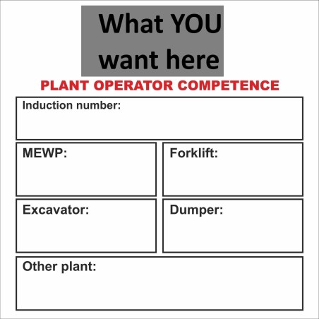 Plant Operator Competence Helmet Sticker 55mm x 55mm - Self Adhesive Polyproptiene 