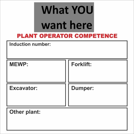 Plant Operator Competence Helmet Sticker 55mm x 55mm - Self Adhesive Polyproptiene