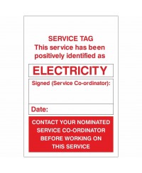 Electricity Service Tag 100mm x 1500mm - 1mm Rigid Plastic