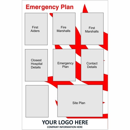 Emergency Plan Board With or Without Your Logo 800mm x 1200mm - 3mm Aluminium Composite 