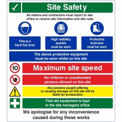 Site Safety This Is A Hard Hat Area Multi Message Safety Board Site Safety Sign 800mm x 900mm - 4mm Corex