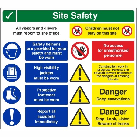 Site Safety Sign With or Without Your Logo 900mm x 800mm - 4mm Corex