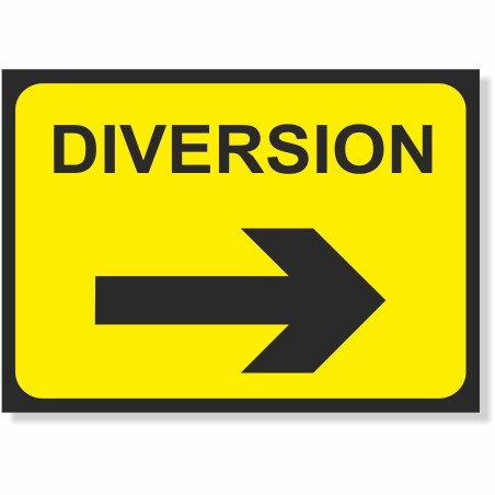 Diversion Arrow Right Road Sign - 1050mm x 750mm