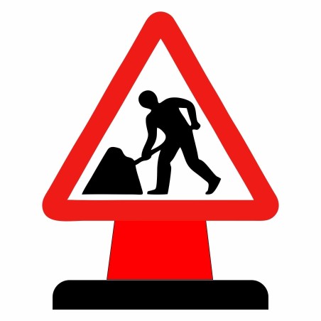 Road Narrow To The Left Cone Sign 600mm Triangle